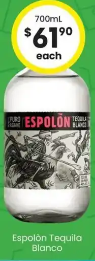 The Bottle O Espolón Tequila Blanco offer