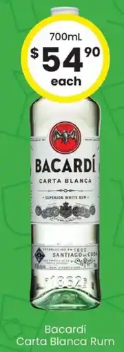 The Bottle O Bacardi Carta Blanca Rum offer