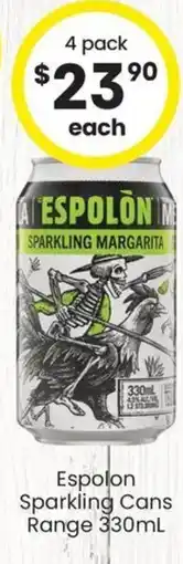 The Bottle O Espolon Sparkling Cans Range offer