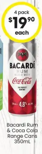 The Bottle O Bacardi Rum & Coca Cola Range Can's offer