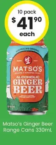 The Bottle O Matsos Ginger Beer Range Cans offer