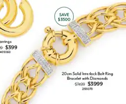 Angus & Coote Solid Interlock Bolt Ring Bracelet with Diamonds offer