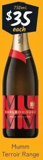 Cellarbrations Mumm Terroir Range offer
