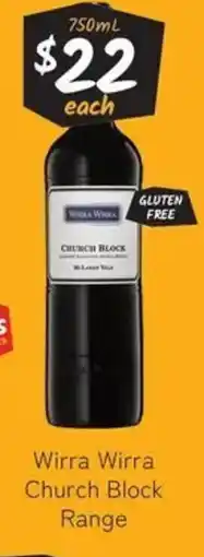 Cellarbrations Wirra Wirra Church Block Range offer