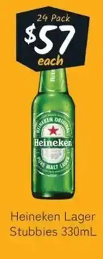 Cellarbrations Heineken Lager Stubbies offer