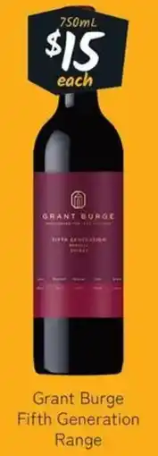 Cellarbrations Grant Burge Fifth Generation Range offer