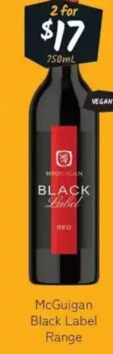 Cellarbrations McGuigan Black Label Range offer