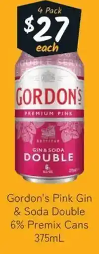 Cellarbrations Gordons Pink Gin & Soda Double 6% Premix Cans offer