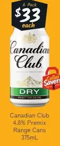 Cellarbrations Canadian Club 4.8% Premix Range Cans offer