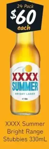 Cellarbrations Xxxx summer bright range stubbies offer