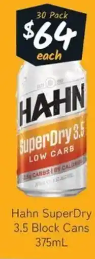 Cellarbrations Hahn SuperDry 3.5 Block Cans offer