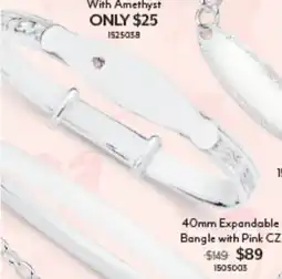 Angus & Coote Expandable bangle with pink cz offer