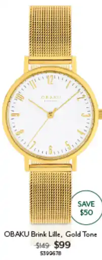 Angus & Coote Obaku brink lille gold tone offer