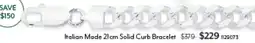 Angus & Coote Italian Made Solid Curb Bracelet offer