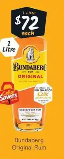 Cellarbrations Bundaberg Original Rum offer