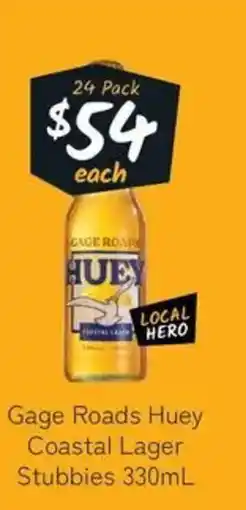 Cellarbrations Gage Roads Huey Coastal Lager offer