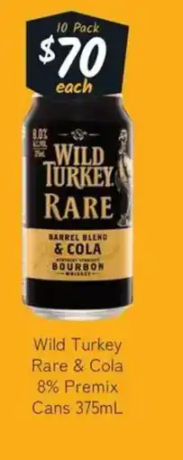 Cellarbrations Wild Turkey Rare & Cola 8% Premix Cans offer