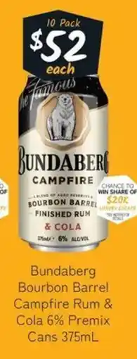 Cellarbrations Bourbon Barrel Campfire Rum & Cola 6% Premix Cans offer