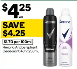 Woolworths Rexona Antiperspirant Deodorant 48hr offer