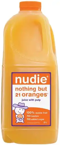 IGA Nudie Orange Juice with Pulp or Pulp Free 2 Litre offer