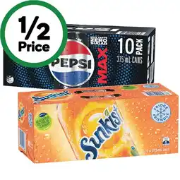 Woolworths Pepsi, Solo, Mountain Dew, or Schweppes Lemonade Soft Drink Varieties 10 x 375ml offer