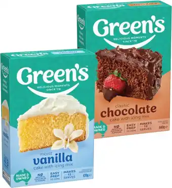 IGA Green’s Baking Mix Selected Varieties offer