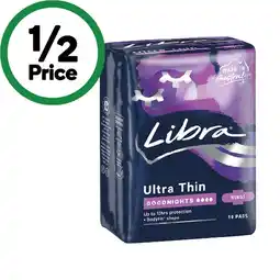 Woolworths Libra Ultra Thin Goodnights Pads with Wings offer
