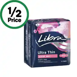 Woolworths Libra Ultra Thin Pads Wings Super offer