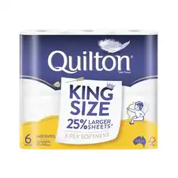 Woolworths Quilton King Size, Coconut or Shea Butter Toilet Tissue Pk 6 offer