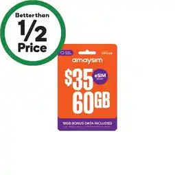 Woolworths Amaysim $35 Starter Pack§ offer