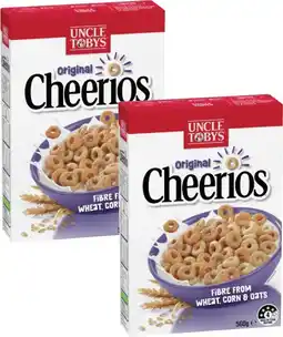 Coles Uncle Tobys Cheerios Cereal-560g offer