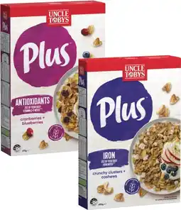 Coles Uncle Tobys Plus Cereal-705g offer