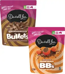Coles Darrell Lea Bullets, Choc Coated Twists or BB Balls 150g-204g offer