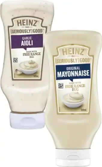 Coles Heinz Seriously Good Aioli or Mayonnaise 500mL offer