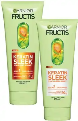 Coles NEW Garnier Fructis Keratin Sleek Shampoo or Conditioner 200mL offer