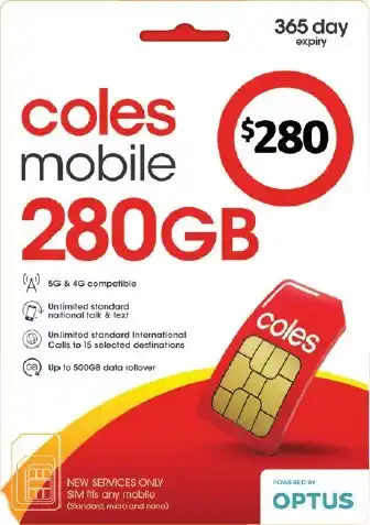 Coles Coles Mobile $280 Prepaid SIM offer