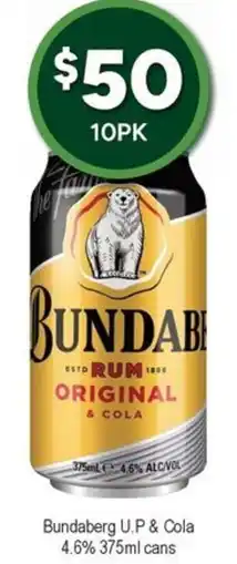 Bottler Bundaberg U.P & Cola 4.6% cans offer