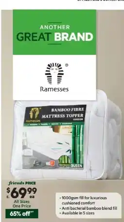 Harris Scarfe RAMESSES E. 1000gsm Bamboo Fibre Mattress Topper KB offer