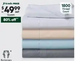 Harris Scarfe 1800 Thread Count Cotton Rich Sheet Set QB offer