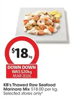 Coles Kbs thawed raw seafood marinara mix offer