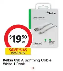 Coles Belkin usb a lightning cable white offer