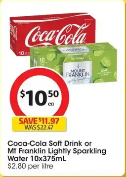Coles Coca Cola Soft Drink or Mt Franklin Lightly Sparkling Water offer