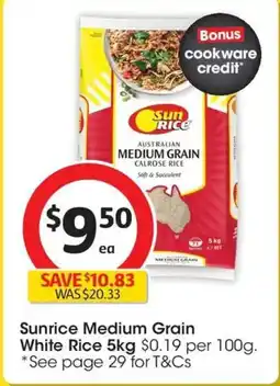 Coles Sunrice Medium Grain White Rice offer