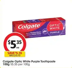 Coles Colgate Optic White Purple Toothpaste offer