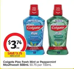 Coles Colgate Plax Fresh Mint or Peppermint Mouthwash offer