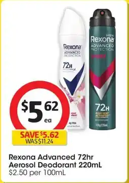 Coles Rexona Advanced 72hr Aerosol Deodorant offer