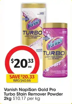 Coles Vanish Napisan Gold Pro Turbo Stain Remover Powder offer