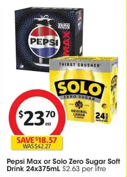 Coles Pepsi Max or Solo Zero Sugar Soft Drink offer