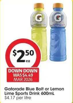 Coles Gatorade Blue Bolt or Lemon Lime Sports Drink offer