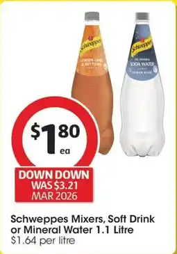 Coles Schweppes Mixers Soft Drink or Mineral Water offer